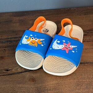 Nike Kids Blue and Orange Sea Life Sandals
